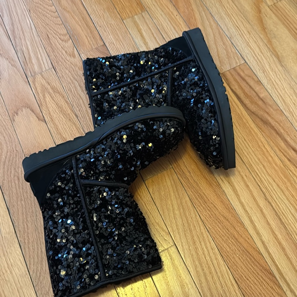Black Sequin Ugg Boot, worn once
